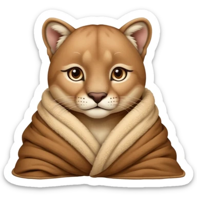 Cozy puma cougar in blanket sticker