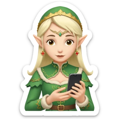 elf with russia custome dress and smartphone sticker