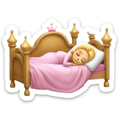white Sleeping princess in pink bed  sticker