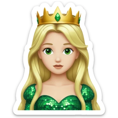 Princess Ozma from the Wizard of Oz with long blonde hair, green sequin outfit sticker
