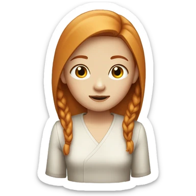 ginger asian girl with stright hair, narrow eyes and freckles  sticker