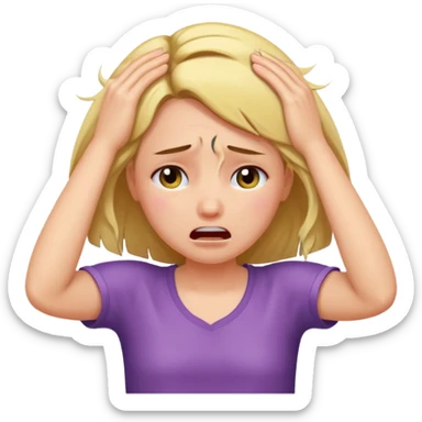 a girl crying and pulling out her hairrrrr sticker