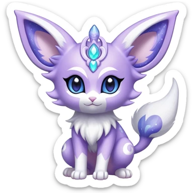 Shiny Exotic Cute Adorable Majestic Ethereal Sparkly Espeon-Meowstic-Hybrid-Creature with pattern-markings sticker