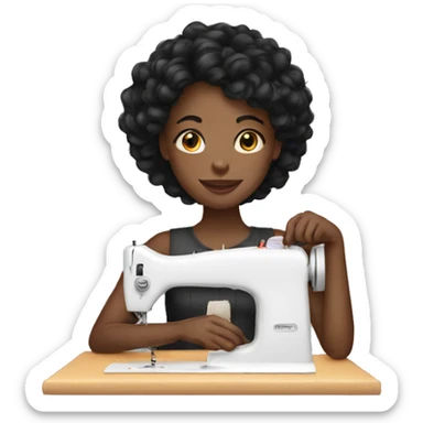 black girl with sewing  sticker