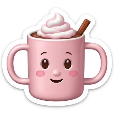 Light Pink mug of hot chocolate with marshmallows  sticker