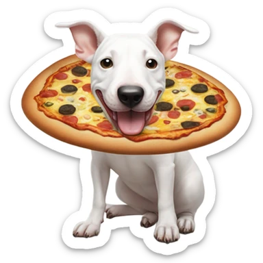 bull terrier eating pizzi sticker