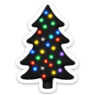 Black Christmas tree with Christmas lights sticker