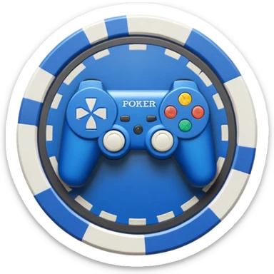 poker chip with playstation controller design, blue and white colors sticker