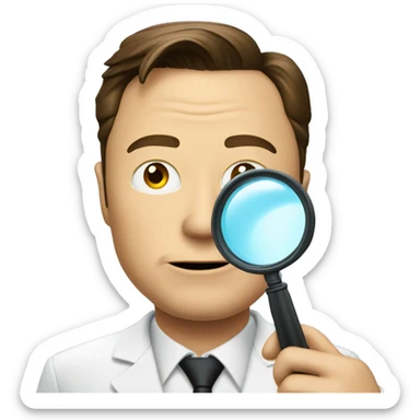 
Elon Musk with a detective's magnifying glass sticker