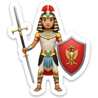 fullbody egyptian ancient soldier with sword and shield sticker