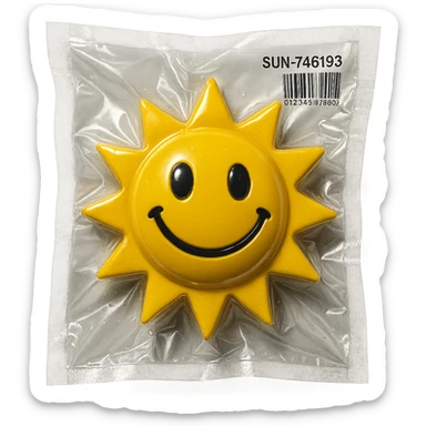 smiling sun with shiny highlights in vacuum-sealed style sticker