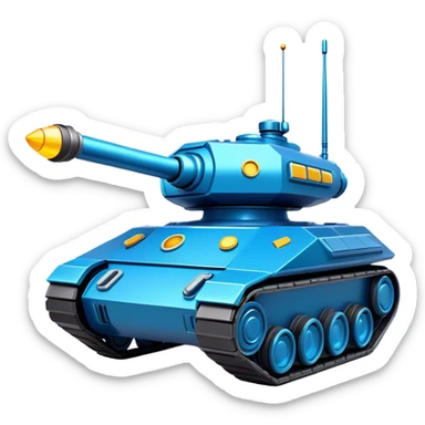 Clash of Clans aesthetic: Cinematic Playful 3D Isometric Space Tank Emoji, rendered in a 3D vector-style similar to standard emojis with minimal shading and bold, simplified shapes. A compact, distinct form with signature details, softly glowing with a futuristic sci-fi warfare charm. Simplified yet unmistakably iconic, highly detailed and consistent, glowing with a soft radiance and high shine. Stylized with a touch of high-tech brilliance and a soft glowing outline, capturing the essence of a beloved gaming relic with a friendly, playful manner! sticker