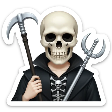 Silver skull death gothic With a scythe  sticker
