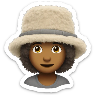 fuzzy shag bucket hat sticker