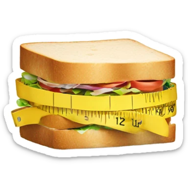 Sandwich with tape measure pulled tight like waist sticker