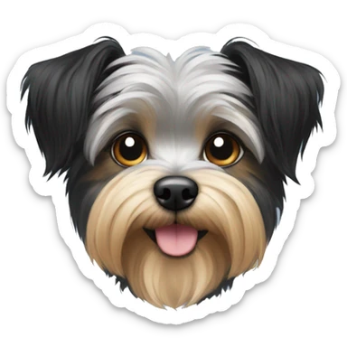 Black Morkie with cute ears sticker