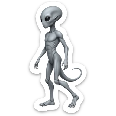 fullbody humanoid gray alien direct sideview sticker