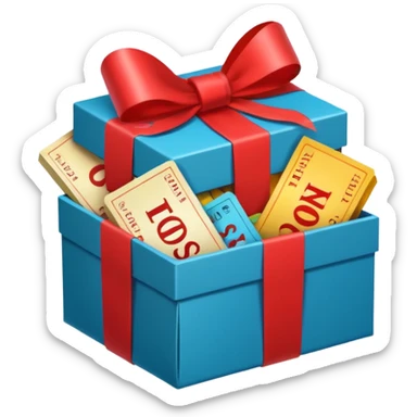 a box marked carnival pack with tickets as a bundle sticker