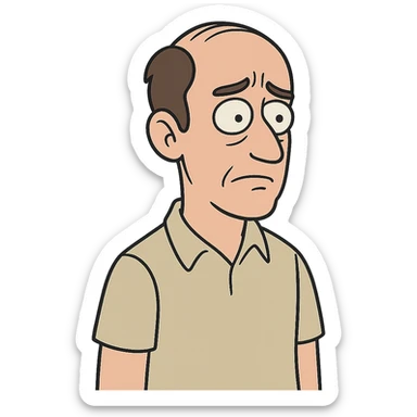 a man with thinning hair, cartoon style sticker