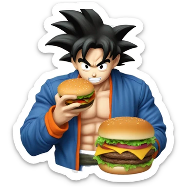 Goku comiendo hamburguesa  sticker