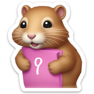 pink muskrat doing math sticker