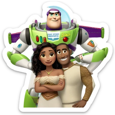 Buzz Lightyear with Moana  sticker