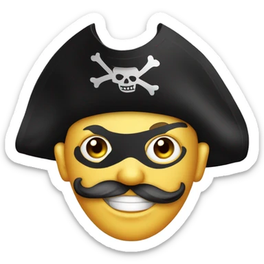 un pirate avec une assiette et un masque de fête, pour représenter le dîner en costume sticker