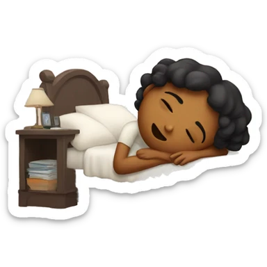 Tired Girl in her bed sticker