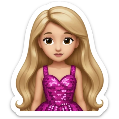 Ariana Grande with long dark blonde hair, dark pink sequin dress sticker