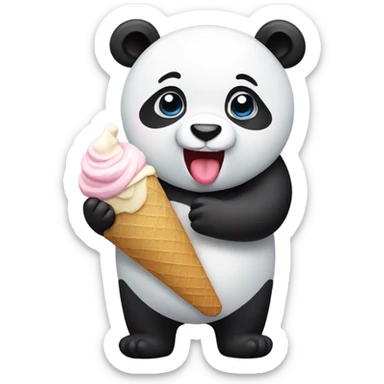 Panda eating ice cream sticker