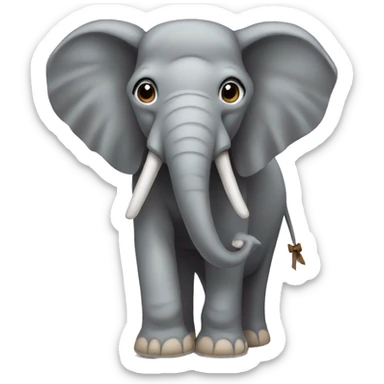 Elephant with a brown bow sticker