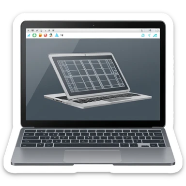 create an emoji of a laptop that has the program autocad architectural drawings on the laptops screen sticker