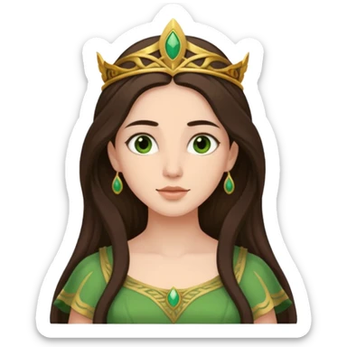 Juno, Marriage Goddess from Rome Mythology with long dark brown hair, green outfit, fair skin sticker
