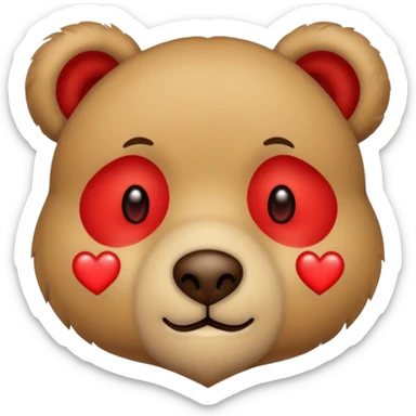 Teddy bear face with heart on the side sticker