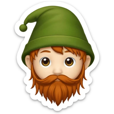 Gnomo con tratti asiatici, capelli ricci scuri, occhi marroni, cappello verde sticker