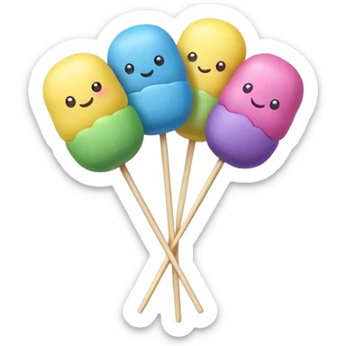 Colorful rainbow dango with five small rice dumplings on a stick in blue, purple, pink, yellow and green colors sticker