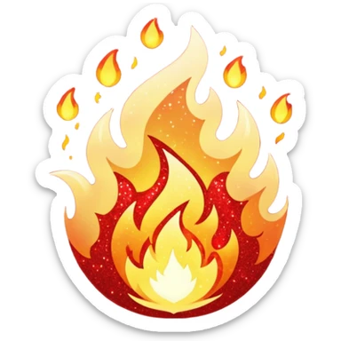 red glitter fire sticker