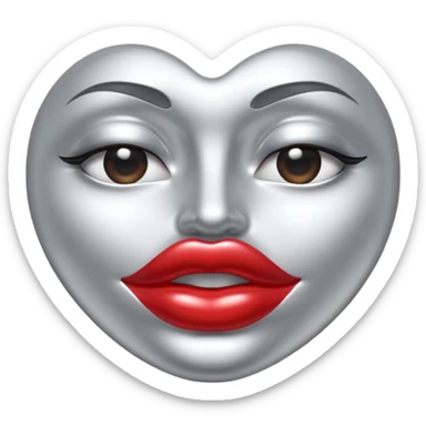 A seductive pair of slightly parted lips emoji made of liquid silver chrome, smooth glossy metallic surface, soft sensual curves, subtle reflections, luxury sexy aesthetic, minimal iOS emoji style, centered composition, clean white background, soft studio lighting, no text sticker