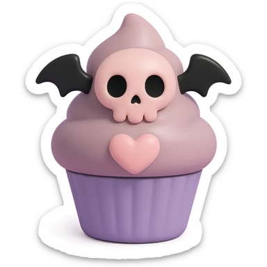 gothic cupcake, vinyl figure style, pastel colors, dark aesthetic sticker