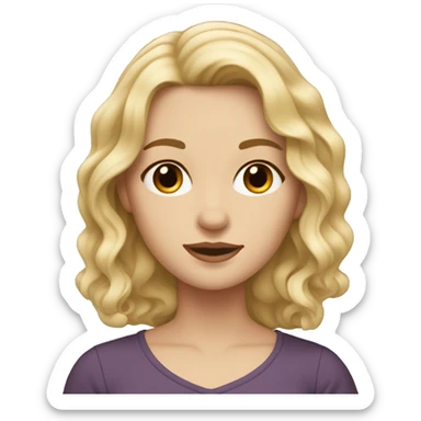 white girl with medium length wavy blonde hair sticker