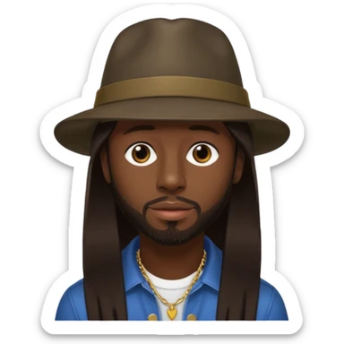 Wyclef Jean with dark brown long hair sticker