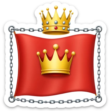 red flag with a crown over  with a yellow square chains inside sticker