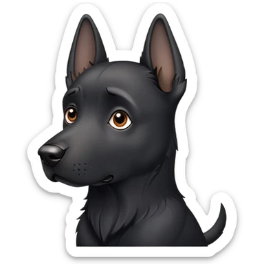black dog with one limp ear and one erect ear sticker