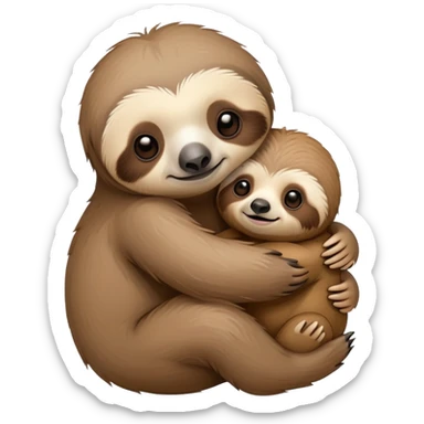 Baby sloth hugging a teddy bear sticker