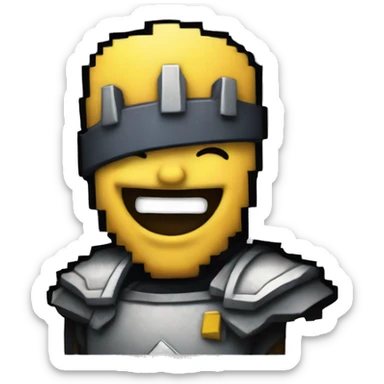 A pixel art crusader laughing out loud sticker