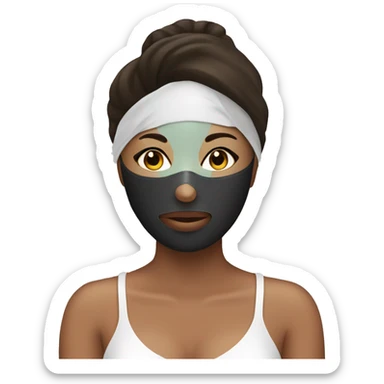Lady with face mask spa beauty full face relaxing sticker