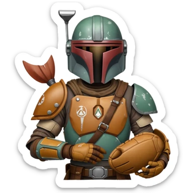 Mandalorian with a Catcher's mitt sticker