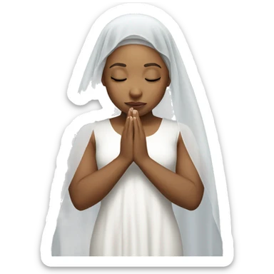 Light skin girl praying with white veil  sticker