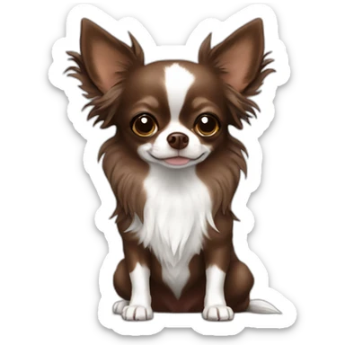 Chocolate long haired chihuahua with some white on chest sticker