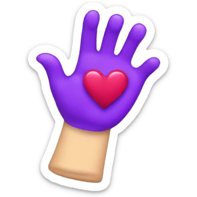 Finger heart with a purple heart above sticker